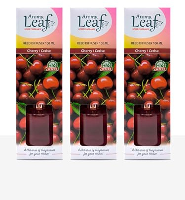 Aroma Leaf - Ambientador de Varillas para el hogar 100 ml. Pack 3 uds. Mikado de Cereza - L&D Aromáticos