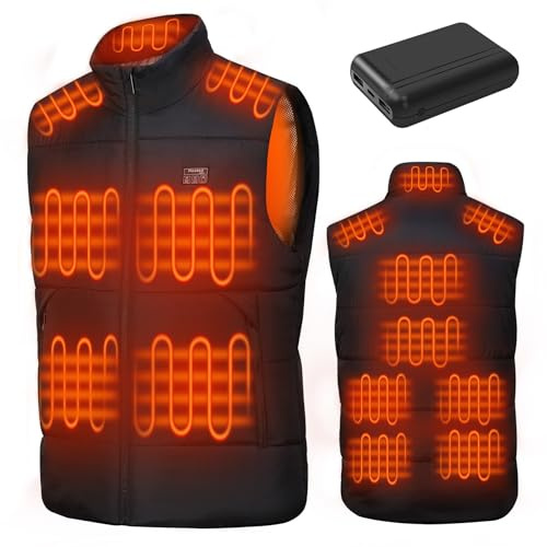 Ravsau Heated Vest for Men Women with Battery Pack 15 Heating Zones Rechargeable Lightweight Electric Heating Vests Warm Winter for Hiking,Hunting,Fishing(Black,L)