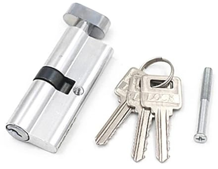 Cerradura con cilindro europeo, Paquete de 2 cilindros cerradura puerta PVC con pomo giratorio, multicolor, 70 x 29 mm(Silver 70x29mm)
