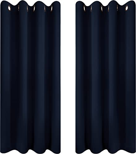 Utopia Bedding Blackout Curtains Grommet Thermal 2 Panels Drapes [Navy, 46 x 54 Inches] Sound Insulated Curtain for Bedroom and Living Room
