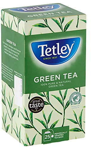 Tetley Green Tea Pure String & Tag Envelopes 25 Teabags