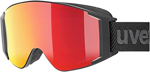 uvex g.gl 3000 TOP - Skibrille für Damen und Herren - polarisiert - mit Wechselscheibe - black matt/red-clear - one size