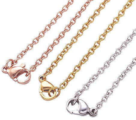 Beadthoven 10 st 304 rostfritt stål länkar kors kabel kedja halsband färgglad bulk metallkedja med hummerklolås för armband vristlänkar smyckestillverkning, 45 cm