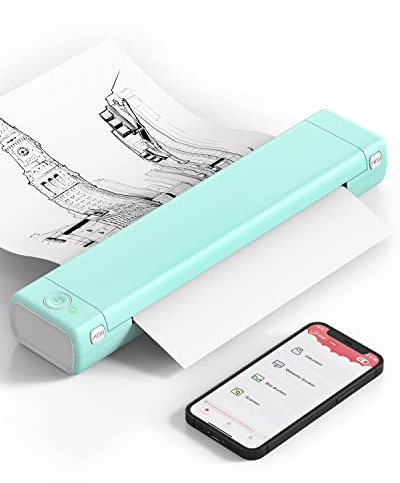 Phomemo M08F Portable Thermal Printer, Mobile Printer Supports A4 Size, Wireless Bluetooth Printer for Car,Office,Home,Compatible with Phone & Laptop