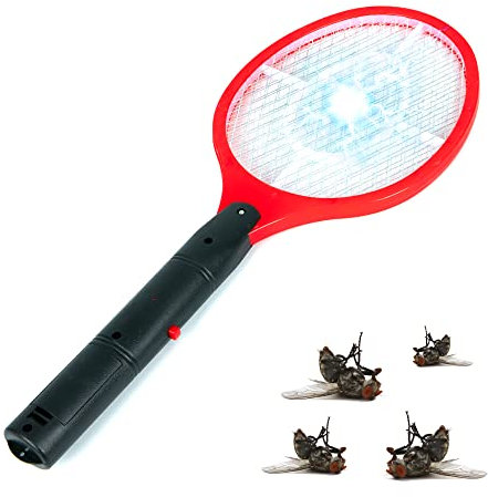 ZENO Electric Fly Bug Zapper Bat Swatter | Battery Operated Fly Killer | Indoor & Outdoor Pest Control | Mosquito and Insect Catcher Racket Bat
