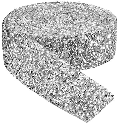 1 rotolo di nastro autoadesivo con strass di cristallo, nastro in resina glitterata con strass per cintura, adesivi argentati con bastoncini di zucchero, per artigianato, fai da te, decorazioni