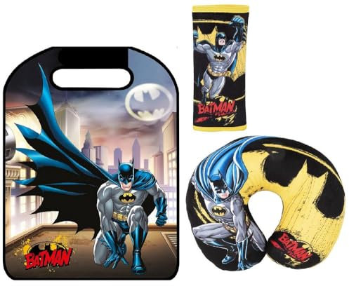 TataWay in viaggio si cresce DC comics Batman Set mit weichem Gürtel, Nackenkissen und Kinderautositz