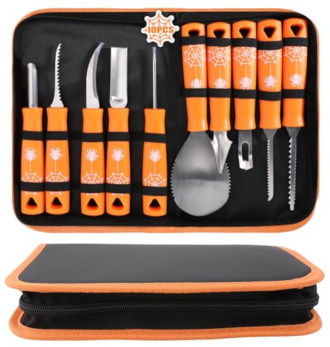 ITEREOZA ITREOZA 10PCS Heavy Duty Pumpkin Carving Kit, Stainless Steel