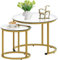 Huhote Round Coffee Tables, Set of 2 End Table, Nesting Tables, Side Table with Metal Frame for Living Room/Bedroom/Balcony/Office/Apartment, Diameter 23.6/15.7 IN (Gold Frame, Glass Top)