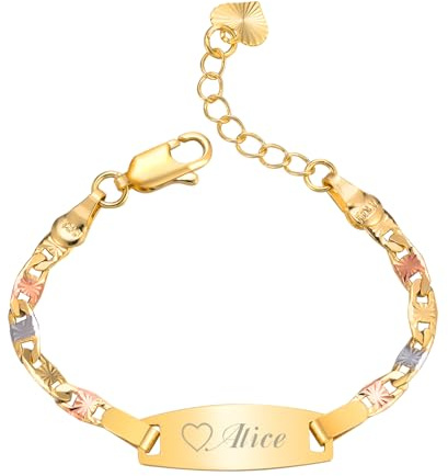 VNOX Bracelet Fille Enfant Personnalisable: Gourmette Enfant Bracelet Sécurité Personnalisé Bijoux Cadeau Baptême