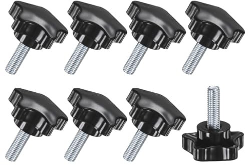 M METERXITY 8-Pezzi Manopole a Stella di Serraggio, M8x25mm Vite di Serraggio a Mano per Macchinari/Elettronica/Mobili/Base Ombrello, Sostituzione Maniglia Macchina [39mm, Nero]