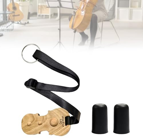 Behogan Cello Anti Rutsch Riemen, Holz Stopper mit 2 Cello Anti Rutsch Kappe, Cello End-Pin Stopper mit verstellbarem Nylongurt und 3 Löchern