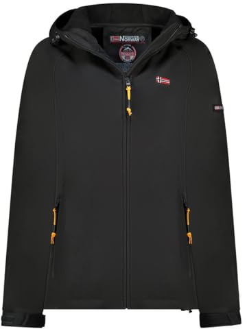 Geographical Norway Tamilalorama Lady - Giacca softshell con cappuccio da donna, impermeabile, antivento, resistente, attività all'aperto, escursionismo, sci, autunno, inverno, primavera (nero XL