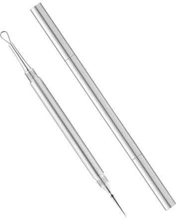Apri comedoni per rimuovere i punti neri, in acciaio inox, per rimuovere i punti neri, per brufoli e ghiandole (argentato)