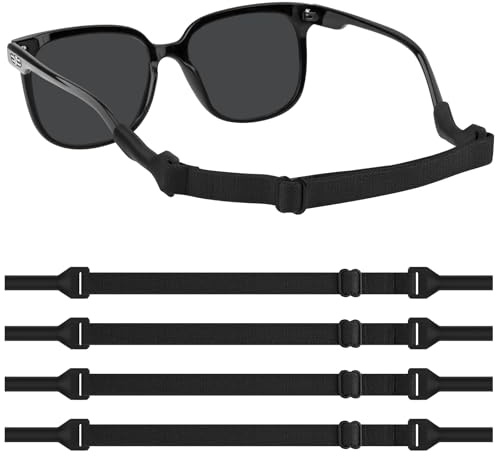 Mugust 4 stycken glasögonband, justerbart sportglasögonband halkskydd ingen svans glasögonband, glasögonband män kvinnor barn för sportglasögon solglasögon läsglasögon skyddsglasögon, Bpack, En