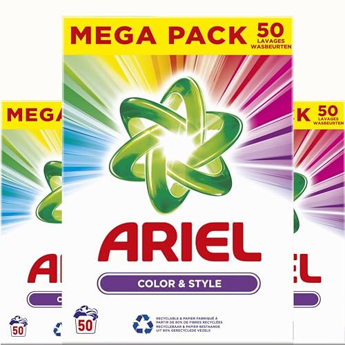 Ariel Detersivo in polvere per bucato, 3 x 50 lavaggi, confezione risparmio