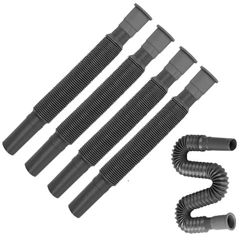 5PCS Flexible Waste Water Pipe System for Caravan, Motorhome & Campervan – Extendable Drain Hose Kit for Sink, Bathroom, Shower, Grey Water Drainage, Plumbing Connector Pipes – Grey