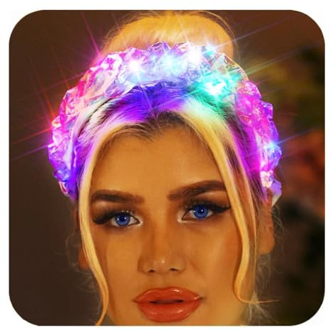 Lysande pannband för kvinnor, LED-färger pannband fest, pannband med ljus, LED-håraccessoarer pannband lampor för kvinnor och flickor halloween, karneval jul fester (färger-A, 1)