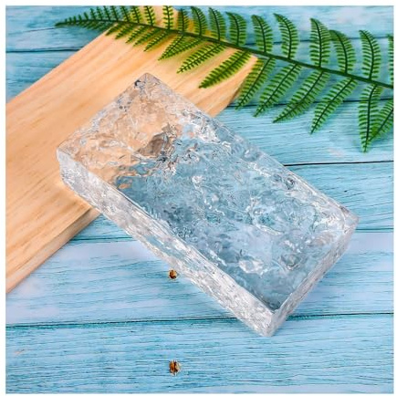 Rectangular Glass Block High Transparency Glasses Brick with Ice Crystal Textural for Office & Home Partitions(7.8x3.9x1.9in)