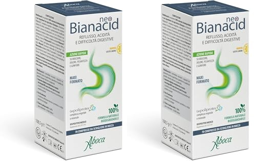 Aboca NeoBianacid 140 Compresse Limone - Acidità, Reflusso e Difficoltà Digestive (2 Confezioni da 70 Compresse Limone)
