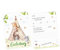 nikima Schönes für Kinder 10 Einladungskarten Tipi Zelt Tierfreunde inkl. 10 transparenten Briefumschlägen - Kindergeburtstag Indianer Junge Tiere Aquarell