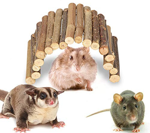 Puente de hámster Puente de Escalera de Madera Escondite de Animales pequeños Roedores Juguete masticable Jaula para Mascotas Decoración para Conejillo de Indias (M)