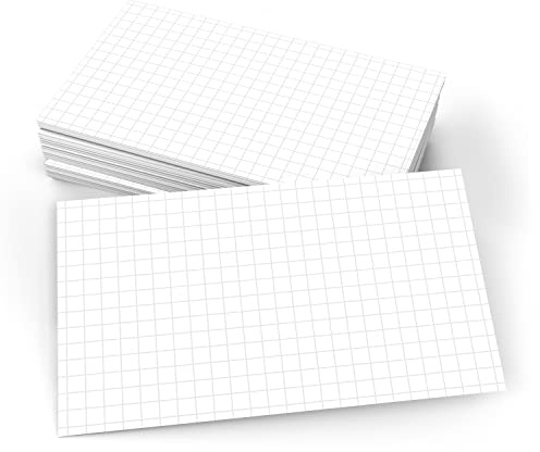 321Done Graph Ruled Index Cards (Set of 50) 3 x 5, Grid 0.20 Double-Sided, Thick Cardstock, Made in The USA, White