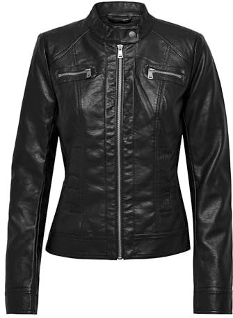 ONLY Only Damen Kunstlederjacke Bandit 15081400 Black 44, Chaqueta de cuero sintético Mujer, Black, 44