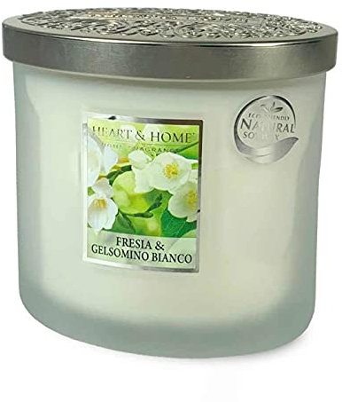 Heart & Home HHTE23 - Candela Twin ellipse in cera di soia due stoppini Fresia & Gelsomino 230g