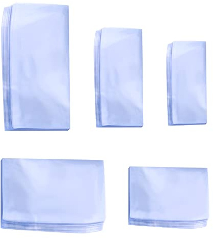 EMSea 500pcs Sacs Thermorétractables Transparents Film d'emballage en PVC pour l'emballage de Savon Bougie Petit Cadeau Petites Télécommandes, 5 Tailles (100pcs Chaque Taille)