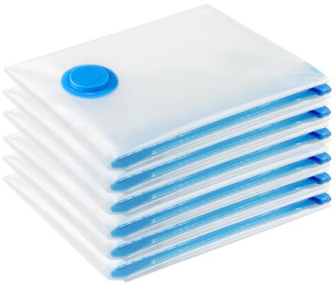 Vacuum Storage Bags for Clothes - Jumbo 6 Pack 100 X 80cm Reusable Clothes Storage Bags Vacuum Sealer Bags with Double Zip Seal Travel Space Saver Bags for Duvets, Bedding, Quilts, Pillows