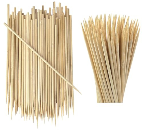 100-Pack 8 Inch Natural Wooden Skewers – Durable Roasting Sticks Made from Renewable Wood for BBQ, Appetiser, Fruit, Kabob, Chocolate Fountain, Grilling, Barbecue, Kitchen, Crafting and Party