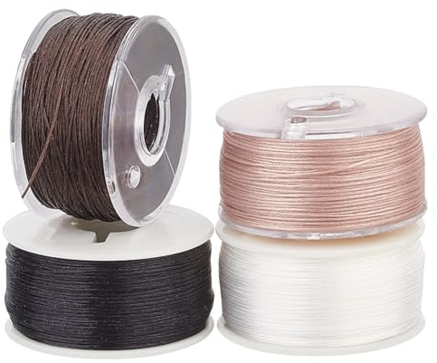 PH PandaHall 182m 0.1mm Fil de Perles 4 Couleurs Fil de Bracelet Chaîne de Perles de rocaille Fil de Perles pour Bracelet Ficelle à Coudre pour Couture du Cuir, Bijoux, Bracelets Colliers
