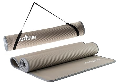 OUTLINER Yogamatte Rutschfest 185x80 | Gymnastikmatte Fitnessmatte frei von Schadstoffen | Sportmatte aus Hochwertige Materialien | Gelenkschonend Trainingsmatte Pilates Yoga Fitness Sport Matte Grau