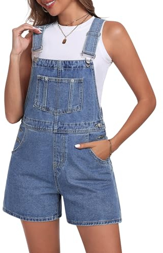 Skirt BL Denim Overall Shorts for Women Casual Adjustable Straps Bib Jean Short Overalls Shortalls with Pockets Summer