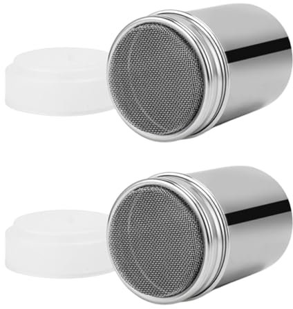 BinXiaoQin Spargitore per zucchero a velo con coperchio, in acciaio inox, 2 pezzi