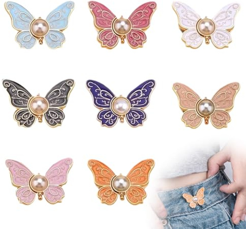 OUDQFCJ Botones Ajustables para Jeans, Ajustador de Pantalones, Hebilla de Cintura, Botones para Ajustar Jeans, Botones para apretar Pantalones, Botones para Ajustar Jeans, 8 PCS