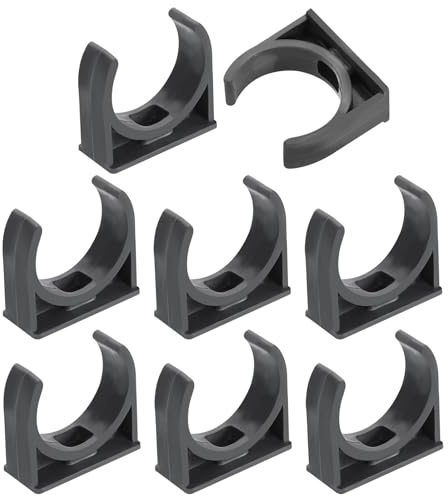 uxcell 8Pcs PVC Water Pipe Clamps Clips, U-Shaped Tubing Hose Buckles, Irrigation Tube Holder for 32mm OD for TV Trays Tube Hose Hanger Support Tubing, Gray