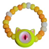 Qsvbeeqj Färgglada pärlringar justerbara elastiska single eye katt formade handgjorda smycken för kvinnor flickor fashionabla smycken, Som beskrivs