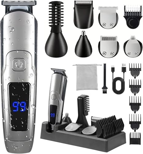 Beard Trimmer for Men, 20 Length Settings, 14-in-1 Cordless Grooming Kit, Waterproof Electric Razor for Men, Hair Trimmer, Nose Hair Trimmer, Cordless Hair Clippers with Travel Bag for Blade Storage