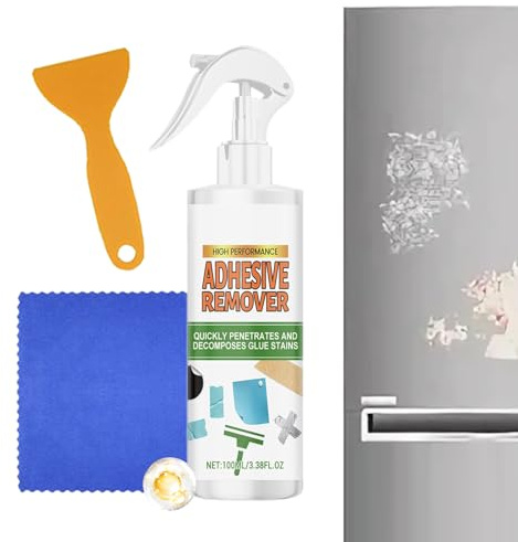 Kit de dissolvant de colle 100 ml – Puissant dissolvant de colle, dissolvant d'étiquettes | Action rapide avec grattoir pratique et chiffon doux pour mur, peinture, pare-chocs, ruban adhésif, papier