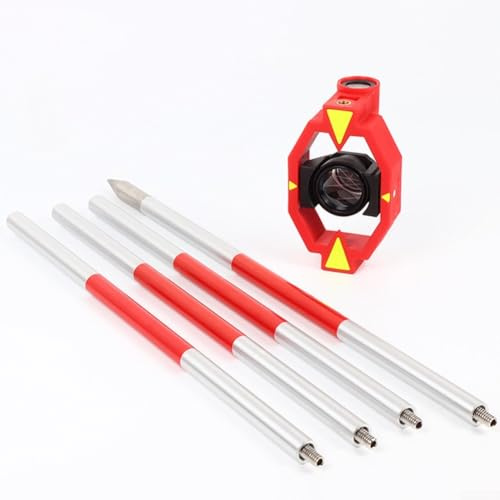 Eawfgtuw per asta di misurazione in lega di alluminio per stazione totale, set da 4 pezzi con specchio costante da 17,5 mm, specchio circolare placcato in rame da 25,4 mm, diametro 12 mm (-30 mm)