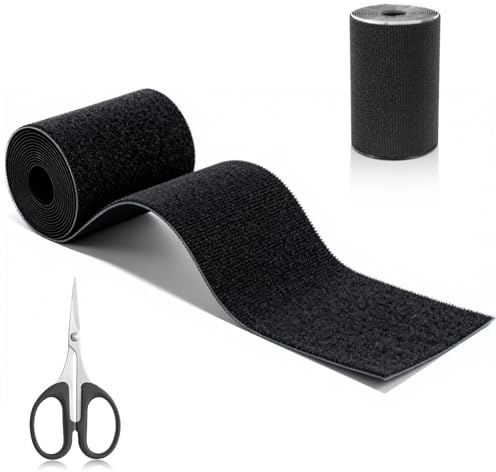 MFUSUL Självhäftande Reparationsband av Tyg, Vattentätt Textilklistermärke Svart 10x200cm, Slitstarkt Tygklistermärke Universellt för Soffa, Bilsäten, Tält & Utomhustextilier