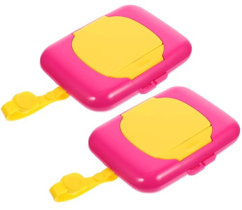 GARVALON 2 piezas Caja Dispensadora de Toallitas Húmedas Portátil para Niña Reutilizable con Tapa Protectora contra Suciedad para Cochecitos y Sillas Infantiles de Unidades