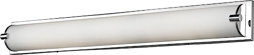 Kuzco Lighting Charlotte 36 Vanity Light | Chrome Finish | Matte Opal Glass Half Cylinder | Modern LED Bathroom Wall Light | Made of Aluminum and Glass | 36 W x 4.375 H x 2.75 E | 601465CH-LED
