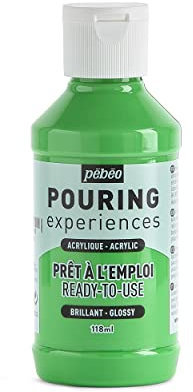 Pébéo Pouring Experiences Acrylfarbe zum Gießen - Gebrauchsfertig und Vorgemischt - Ideal für Fluid Art - Hellgrün - 118 ml, Grün Licht