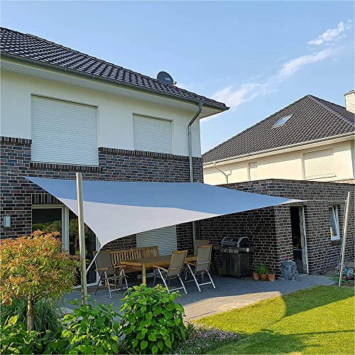 Toldoro solsegel komplett set rektangel PES 2 väggfäste/2 höjdjusterbara stänger i rostfritt stål Ø 70 x 3 mm 5 x 4 m ljusgrå