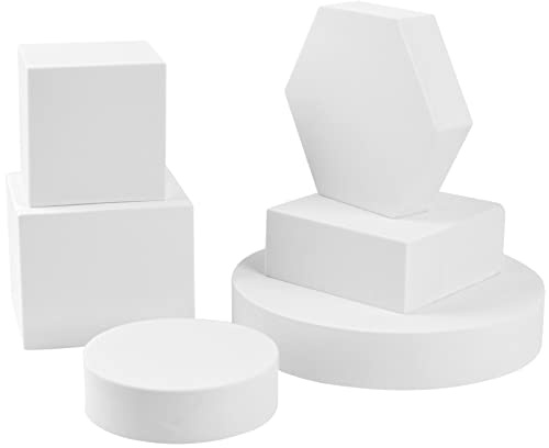 Selens Fotografie Requisiten Geometrische Würfelschaumformen 6 Stück Weiß Hintergrund Schaum Requisiten für Kosmetik, Lippenstift, Schmuck, Parfüm, Bilden Werkzeuge, Lebensmittel, Produkt Ausstellung