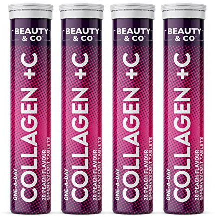 Collagen Effervescent - Marine Collagen & Vitamin C Supplement - 500mg Per Tablet (4 Tubes) Beauty & Co