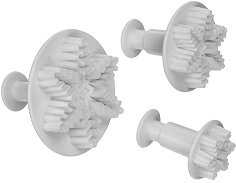 Cookie Cutters,Snowflake Plunger Cutters Plastic Cookie Fondant Cutters Molds for Cake Topper Decorating Tools 3PCS